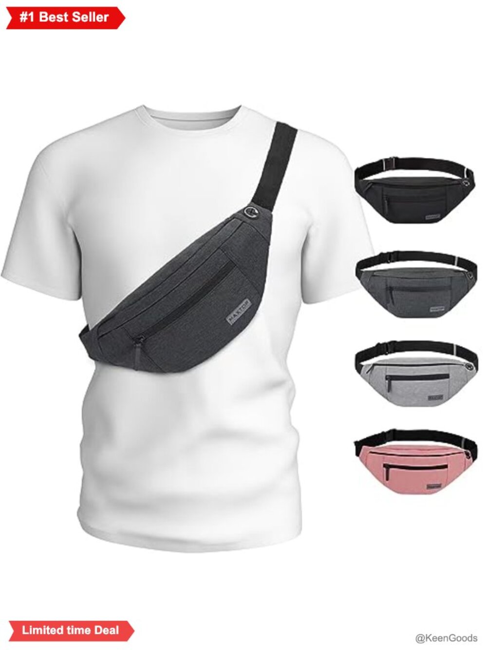 Water Resistant Polyester Crossbody Fanny Pack Waist Bag Hands-Free Travel